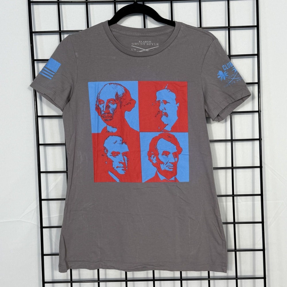 Grunt Style Presidents Club T-Shirt Youth XL Gray Graphic USA Patriotic America